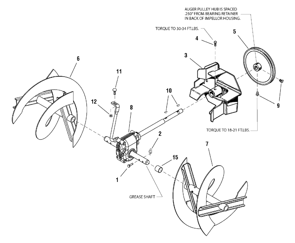 Auger Drive Group - 28", 30" And 32" Diagram and Parts List for 1695000-ST1130S 2006 Briggs and Stratton Snow Blower